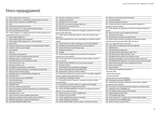 Listino in vigore dal 07/04/2015 - aggiornato al 23/10/2015
Elenco equipaggiamenti
011 - Pelle ecologica Artico e tessuto nero
03R - Cerchi in lega da 18" a 7 razze.Meno consumi/emissioni, più comfort
03U - Guida turistica Via Michelin per COMAND Online
040 - Nero
05U - Remote Online Mercedes Connect Me.
06R - Cerchi in lega da 19" a 7 razze verniciati in grigio Himalaya
06U - Servizi base Mercedes Connect Me
07R - Cerchi in lega da 21" a 5 doppie razze torniti con finitura a specchio, con
pneumatici265/40 R 21 su 9 J x 21 ET 53
111 - Pelle ecologica ARTICO nera
114 - Pelle ecologica ARTICO marrone espresso
115 - Pelle ecologica ARTICO beige zenzero / marrone espresso
149 - Bianco Polare
14U - Pacchetto integrazione per smartphone comprendente Apple CarPlay™
16U - CarPlay™ (sistema operativo Apple)
197 - Nero Ossidiana
211 - Pelle nera
214 - ADS Adaptive Damping System
215 - Assetto con sistema di sospensioni attive ADS PLUS
215 - Pelle beige zenzero / marrone espresso
218 - Telecamera posteriore per la retromarcia assistita
224 - Pelle marrone cuoio / nera
228 - Pelle grigio cristallo / nero
228 - Riscaldamento supplementare + telecomando
22P - Pacchetto di assistenza alla guida - lane package: Lane Keep Assist
231 - Radiocomando per apertura garage
233 - DISTRONIC PLUS con STEER CONTROL e Stop&Go Pilot
234 - Blind Spot Assist
235 - Active parking assist incluso PARKTRONIC
237 - Active Blind Spot Assist
238 - Active Lane Keep Assist
239 - DISTRONIC PLUS
23P - Pacchetto assistenza alla guida PLUS
242 - Sedile lato passeggero regolabile elettricamente con funzione Memory
244 - Sedili sportivi anteriori
245 - Pelle beige zenzero / nero
249 - Specchi retrovisori esterni ripiegabili elettricamente
250 - AMG Driver's Package: aumento velocità massima a 280 km/h
253 - PRE-SAFE® PLUS Avviso e protezione tamponamento
258 - COLLISION PREVENTION ASSIST PLUS
260 - Omission of model plate on boot lid
261 - Omissione scritte laterali
266 - DISTRONIC PLUS incroci laterali
268 - BAS PLUS con sistema di assistenza agli incroci
269 - Brake Assist plus assistenza incroci
271 - PRE-SAFE® PLUS
275 - Funzione Memory per conducente e passeggero, impostazione retrovisore
esterno e piant. dello sterzo
277 - Volante sportivo multifunzione AMG a tre razze, nella versione in pelle
Nappa nera.
280 - Volante multifunzione a tre razze in pelle Nappa con comandi del cambio
integrati
281 - Volante Performance AMG in pelle Nappa nera/microfibra DINAMICA
282 - Possibilità di carico passante dal bracciolo nel vano posteriore
289 - Volante multifunzione in pelle Nappa e legno
293 - Airbag laterali posteriori
294 - Kneebag
297 - Tendina parasole avvolgibile nel vano posteriore, ad azionamento
meccanico per le porte posteriori
29R - Cerchi in lega da 20" a 5 razze verniciati in grigio Himalaya e torniti con
finitura a specchio
300 - Sistema frenante PRE-SAFE® Con riconoscimento dei pedoni
301 - Pacchetto fumatori
311 - Portabevande termico per guidatore e passeggero
357 - Sistema multimediale Tablet Garmin®MAP PILOT
386 - Predisposizione comfort per telefono cellulare
399 - Sedili anteriori Multicontour compreso funzione di massaggio, poggiatesta
Comfort e regolazionedella profondità del cuscino
401 - Sedili anteriori riscaldabili e ventilati
413 - Tetto apribile elettrico "Panorama", con apertura one-touch e tendine
parasole elettriche
414 - Tetto apribile e basculante elettrico in cristallo brunito infrangibile
421 - Cambio automatico a 9 rapporti 9G-Tronic Plus
427 - Cambio 7G-TRONIC SPEEDSHIFT PLUS AMG, con programma Controlled
Efficiency e funzione ECO start/stop
427 - Cambio automatico a 7 marce 7G TRONIC PLUS
430 - Pacchetto tecnico OFF ROAD
441 - Volante regolabile elettricamente in profondità
443 - Volante multifunzione riscaldabile
468 - ACTIVE CURVE SYSTEM: aumenta il comfort e la dinamica di marcia.
475 - Sistema controllo della pressione pneumatici
476 - Lane Keeping Assist
481 - Protezione metallica sottoscocca
489 - Airmatic Dual Control: sospensioni pneumatiche intelligenti con
regolazione del livello e assetto
491 - Telaio ribassato con sospensione meccanica con sistema di sospensioni
selettive
500 - Specchi retrovisori esterni ripiegabili elettricamente
501 - Telecamera a 360° gradi
513 - Riconoscimento automatico dei segnali stradali
518 - Media Interface: interfaccia universale per comandare dal volante
multifunzione unità audio esterne MP3, USB, I-pod, Aux-In.
Nota: i cavi "High performance" sono inclusi.
522 - Audio 20CD con predisposizione per Garmin Map Pilot
531 - COMAND Online
531 - Pelle AMG Exclusive Nappa Nera
534 - Pelle AMG Exclusive Nappa Marrone caffè / Nero
535 - Pelle AMG Exclusive Nappa Porcellana / Nero
537 - DAB (digital audio broadcast): tuner digitale per radio
541 - Copertura vano bagagli con rete di sicurezza. Si perde il codice 723.
541 - Pelle AMG Exclusive Nappa Nera con cuciture e cinture di sicurezza grigie
543 - Doppia aletta parasole per evitare l'abbagliamento laterale
550 - Gancio traino estraibile
551 - Modulo antifurto
560 - Sedili anteriori regolabili elettricamente in:
- Altezza del sedile
- Posizione dello schienale
- Inclinazione del sedile
- Posizione di seduta in senso longitudinale
580 - Climatizzatore automatico THERMATIC
581 - Climatizzatore automatico Comfortmatic 3 zone, temper. regolabile
separatamente, filtro antipolline
587 - Luci ambient con la proiezione del logo intregrate nei retrovisori esterni
61U - Rivestimento cielo in DINAMICA nero
620 - Faro alogeno inclusa luce diurna a LED integrata
628 - Adaptive Highbeam Assist PLUS
642 - LED Intelligent Light System
65R - Cerchi in lega da 19" a 5 doppie razze verniciati in grigio Himalaya
65U - Rivestimento cielo in DINAMICA beige
669 - Ruotino di scorta al posto del tirefit
70
 