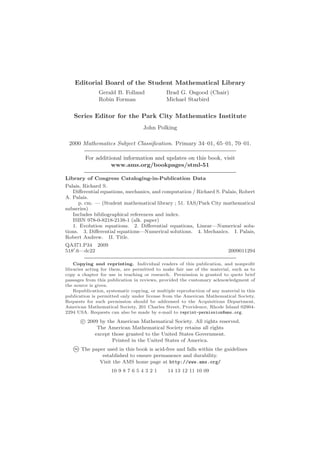 Differential Equations Mechanic And Computation Richard S Palais | PDF