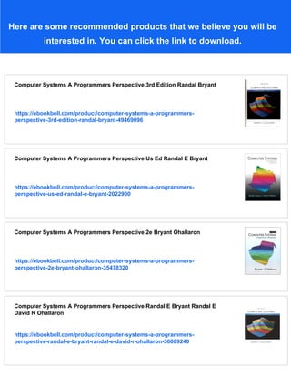 Computer Systems A Programmers Perspective 2nd Edition 2nd Edition ...