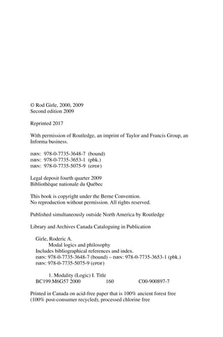 Modal Logics And Philosophy Second Edition Second Edition Rod Girle | PDF