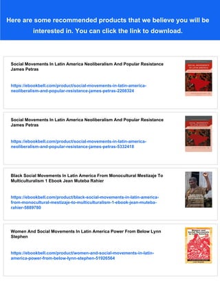 Social Movements In Latin America Mapping The Mosaic Ronaldo Munck | PDF
