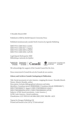 Social Movements In Latin America Mapping The Mosaic Ronaldo Munck | PDF
