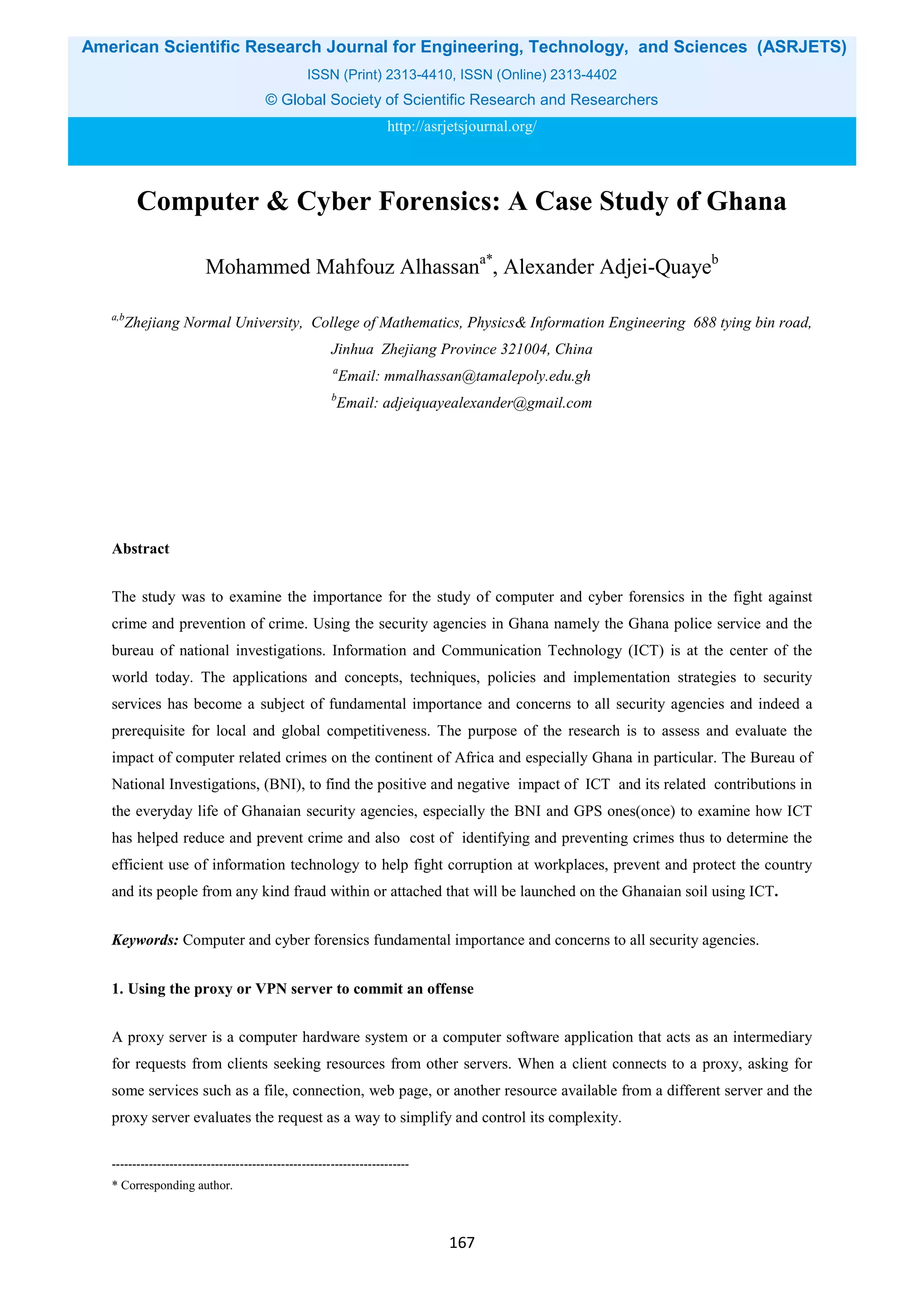 Computer and Cyber forensics, a case study of Ghana | PDF