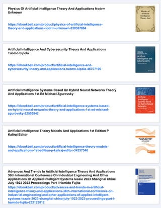 Artificial Intelligence Theory And Applications Endre Pap | PDF