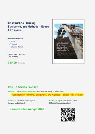 Comprehensive Guide to Construction Planning, Equipment, and Methods | PDF