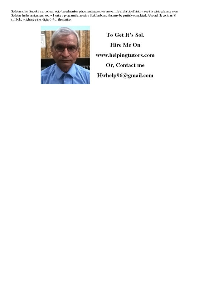 Sudoku Solver Sudoku Is A Popular Logic based Number Placement Puzzle 