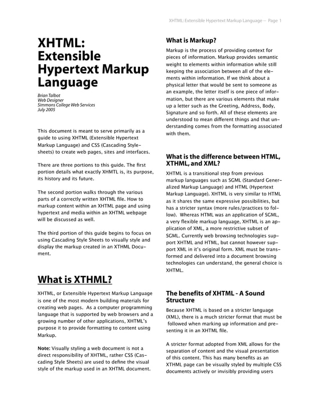 xhtml-documentation | PDF