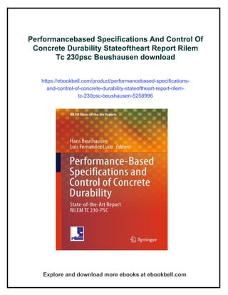 Performance Based Specifications Performancebased Specifications And Control Of Concrete Durability ...