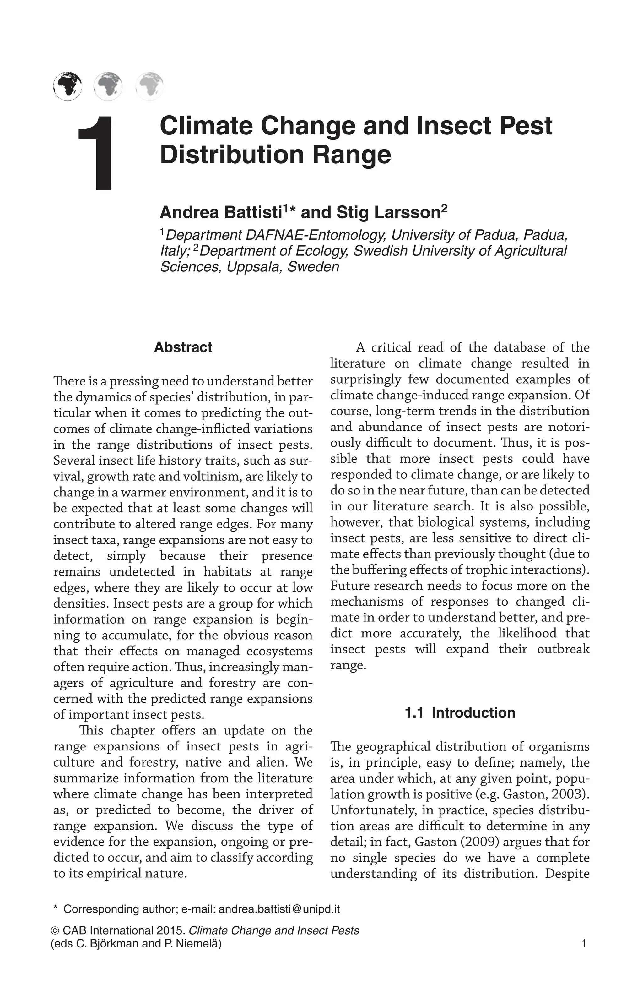 Climate Change And Insect Pests Bjrkman Christer Niemel | PDF