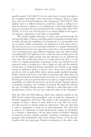 Derrida And Joyce Texts And Contexts Andrew J Mitchell Ed | PDF