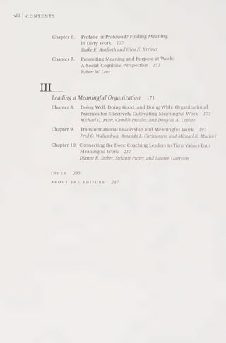 Blake Ashforth Purpose And Meaning In The Workplace Bryan J Dik Zinta S Byrne | PDF