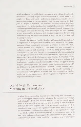 Blake Ashforth Purpose And Meaning In The Workplace Bryan J Dik Zinta S Byrne | PDF