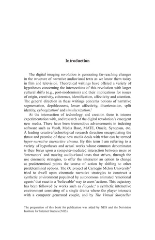 Hypernarrative Interactive Cinema Problems And Solutions Benshaul | PDF