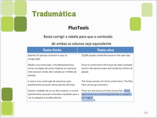 108
PlusTools
Basta corrigir a tabela para que o conteúdo
de ambas as colunas seja equivalente
 