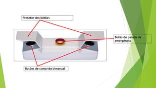 Botão de parada de
emergência
Botões de comando bimanual
Protetor dos botões
 