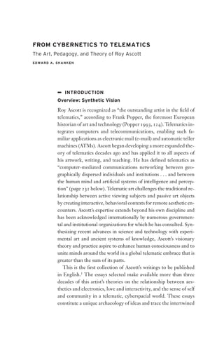 Telematic Embrace Visionary Theories Of Art Technology And ...