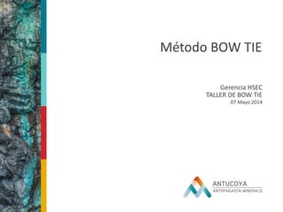 Método BOW TIE
Gerencia HSEC
TALLER DE BOW TIE
07 Mayo 2014
 