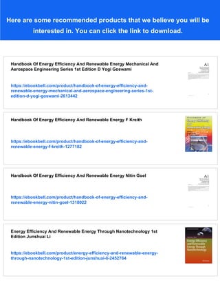 Energy Efficiency And Renewable Energy Handbook 2nd Edition D Yogi ...
