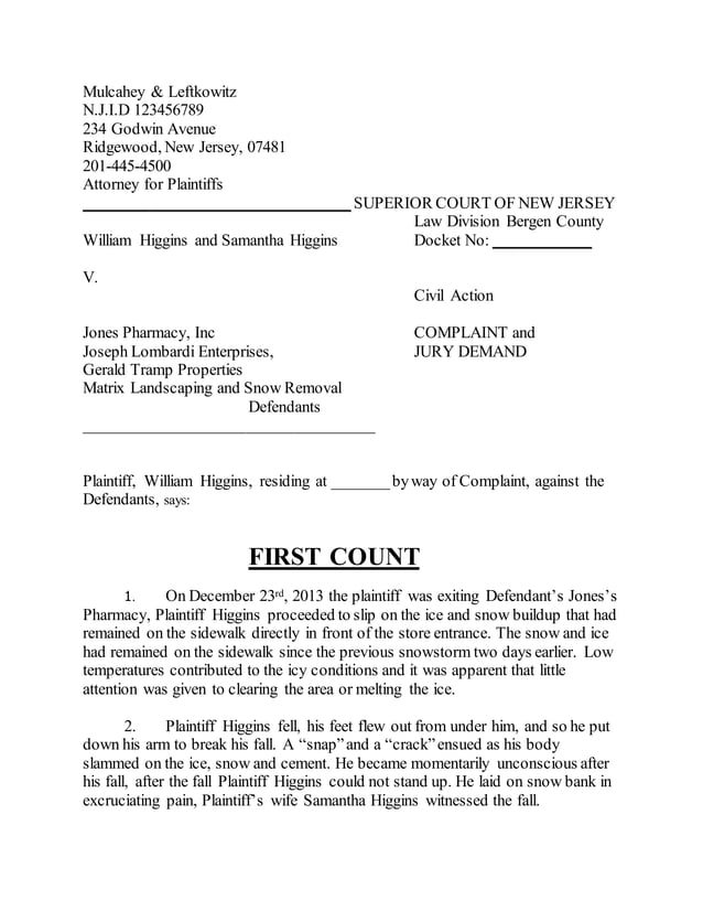 Personal Injury Complaint PDF