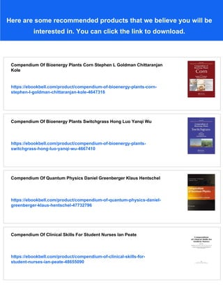 Compendium Of Bioenergy Plants Sugarcane Eric Lam Helaine Carrer | PDF