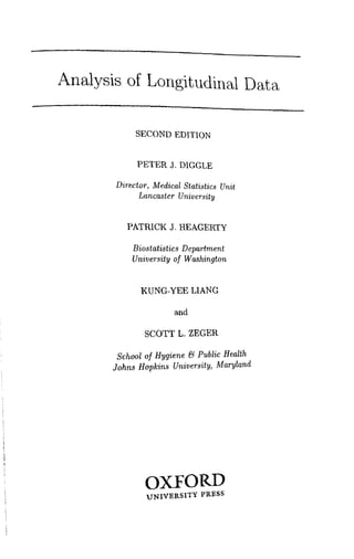 Analysis of Longitudinal Data Second Edition Peter Diggle | PDF