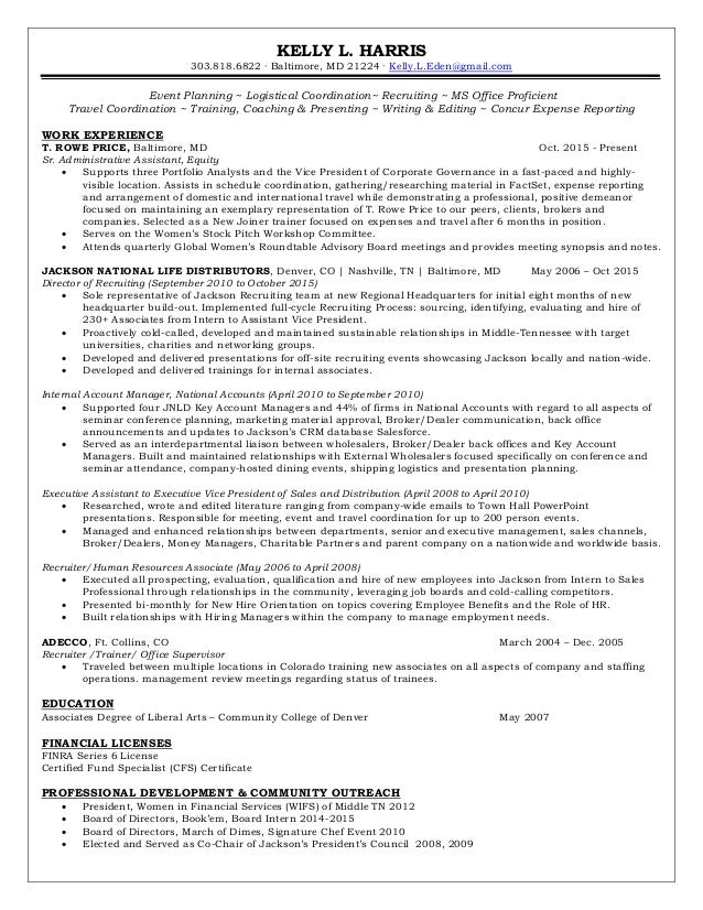 kelly harris resume t rowe price vice president of human resources resume