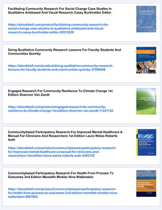 Colonge Method Lisa Community Research For Participation From Theory To Method Lisa Goodson ...