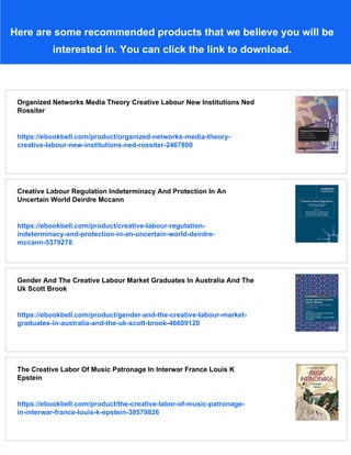 Creative Labour Creative Labour Media Work In Three Cultural Industries David ...