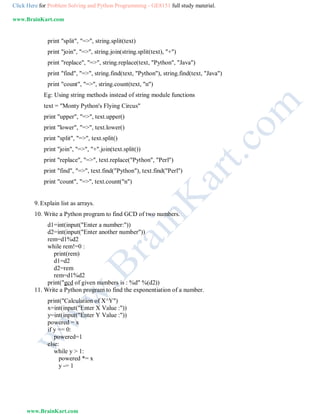 265 ge8151 problem solving and python programming - 2 marks with ...