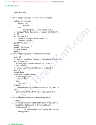 265 ge8151 problem solving and python programming - 2 marks with ...
