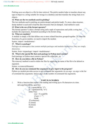 265 ge8151 problem solving and python programming - 2 marks with ...