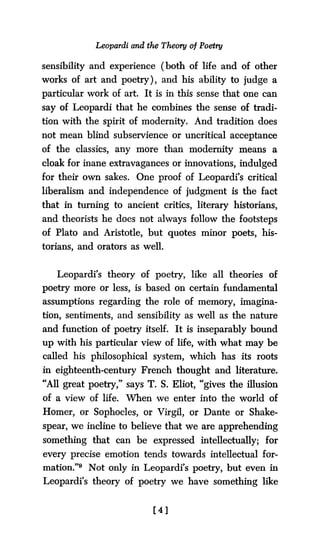 Leopardi Works Leopardi And The Theory Of Poetry G Singh | PDF