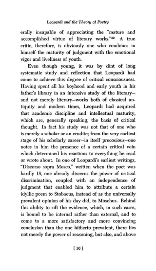 Leopardi Works Leopardi And The Theory Of Poetry G Singh | PDF
