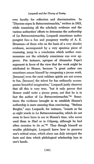 Leopardi Works Leopardi And The Theory Of Poetry G Singh | PDF