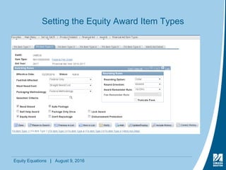 Equity Equations | August 9, 2016
Setting the Equity Award Item Types
 