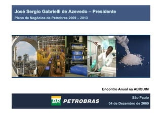 José Sergio Gabrielli de Azevedo – Presidente
Plano de Negócios da Petrobras 2009 – 2013




                                             Encontro Anual na ABIQUIM

                                                             São Paulo
                                                04 de Dezembro de 2009
 1
 