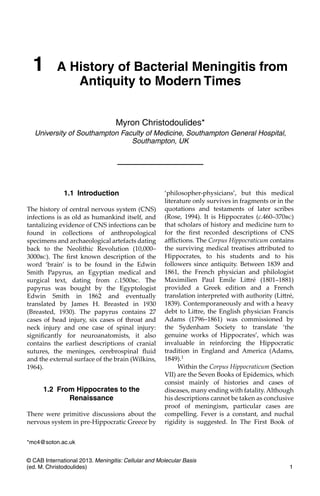 Meningitis Cellular And Molecular Basis Christodoulides M Eds | PDF