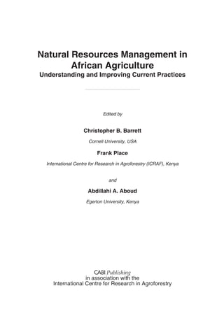 Natural Resources Management In African Agriculture Understanding And ...
