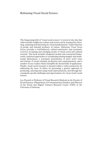 Reframe Visual Reframing Visual Social Science Towards A More Visual Sociology And ...