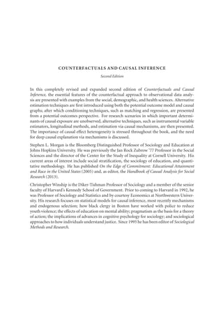 Counterfactuals And Causal Inference Methods And Principles For Social ...