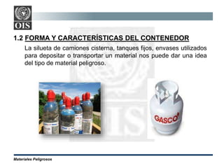 Materiales Peligrosos
1.2 FORMA Y CARACTERÍSTICAS DEL CONTENEDOR
La silueta de camiones cisterna, tanques fijos, envases u...