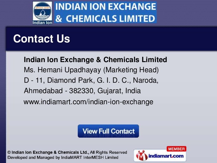 Indian Ion Exchange and Chemicals Gujarat India