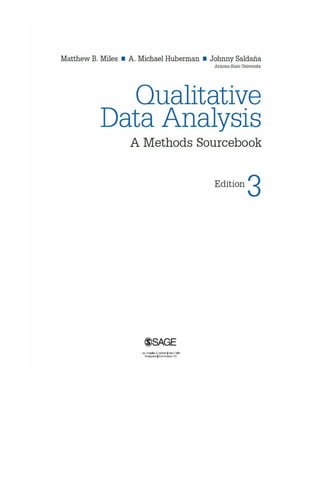 Qualitative Data Analysis: A Methods Sourcebook Third Edition | PDF