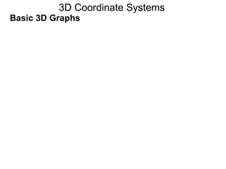 Basic 3D Graphs
3D Coordinate Systems
 
