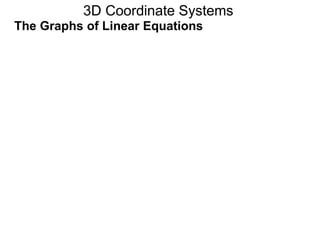 3D Coordinate Systems
The Graphs of Linear Equations
 