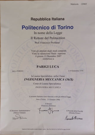 Diploma Laurea Specialistica