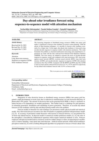 Day-ahead solar irradiance forecast using sequence-to-sequence model ...
