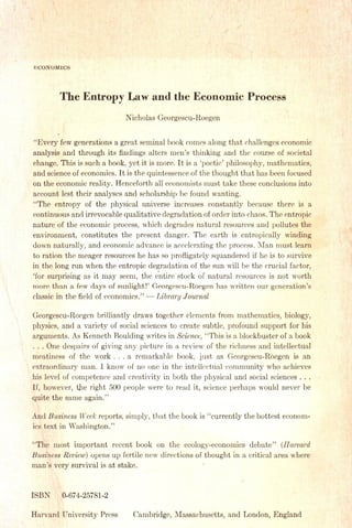 The Entropy Law and the Economic Process