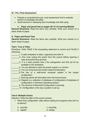 Computer Hardware Servicing Learner's Material Grade 10 | PDF