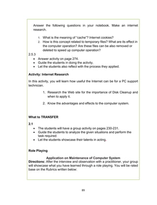 Computer Hardware Servicing Learner's Material Grade 10 | PDF